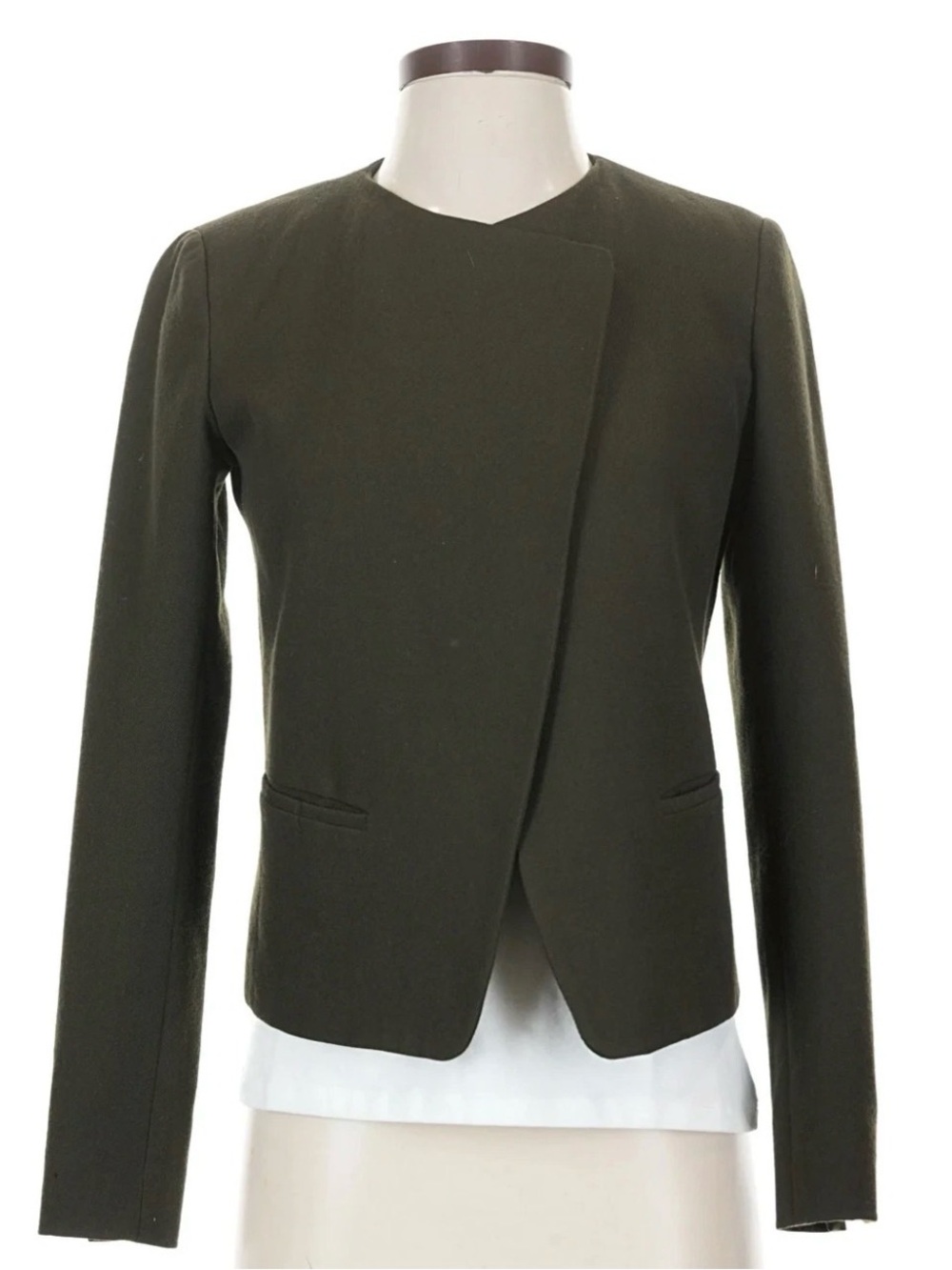 VINCE Moss Green Wool Snap Blazer size 2